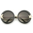 thumbnail image 1 of sunglassLA Unisex Women's Moon And Star Metal Temple Oversize Round Sunglasses (Black / Smoke) - 55mm, 1 of 4
