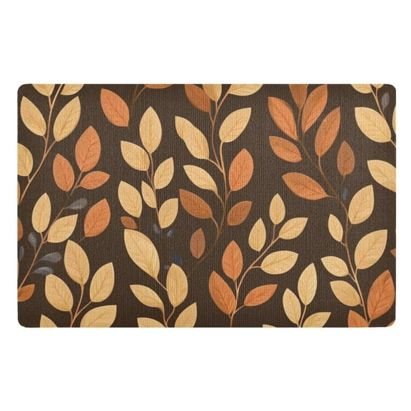 Brown Autumn Leaves Cartoon Floor Door Mat Outdoor Indoor for Home Entrance Welcome Mats 32"x20"