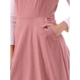 thumbnail image 5 of Vestido midi casual sin mangas de cuello cuadrado y ribeteado para mujer Inspire Chic, color rosa, 5 of 5