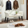 thumbnail image 2 of Upholstered Bench with Arms,Bedroom Bench End of Bed, Ottoman Bench  Solid Wood Legs for Living Room, Entryway, 2 of 9