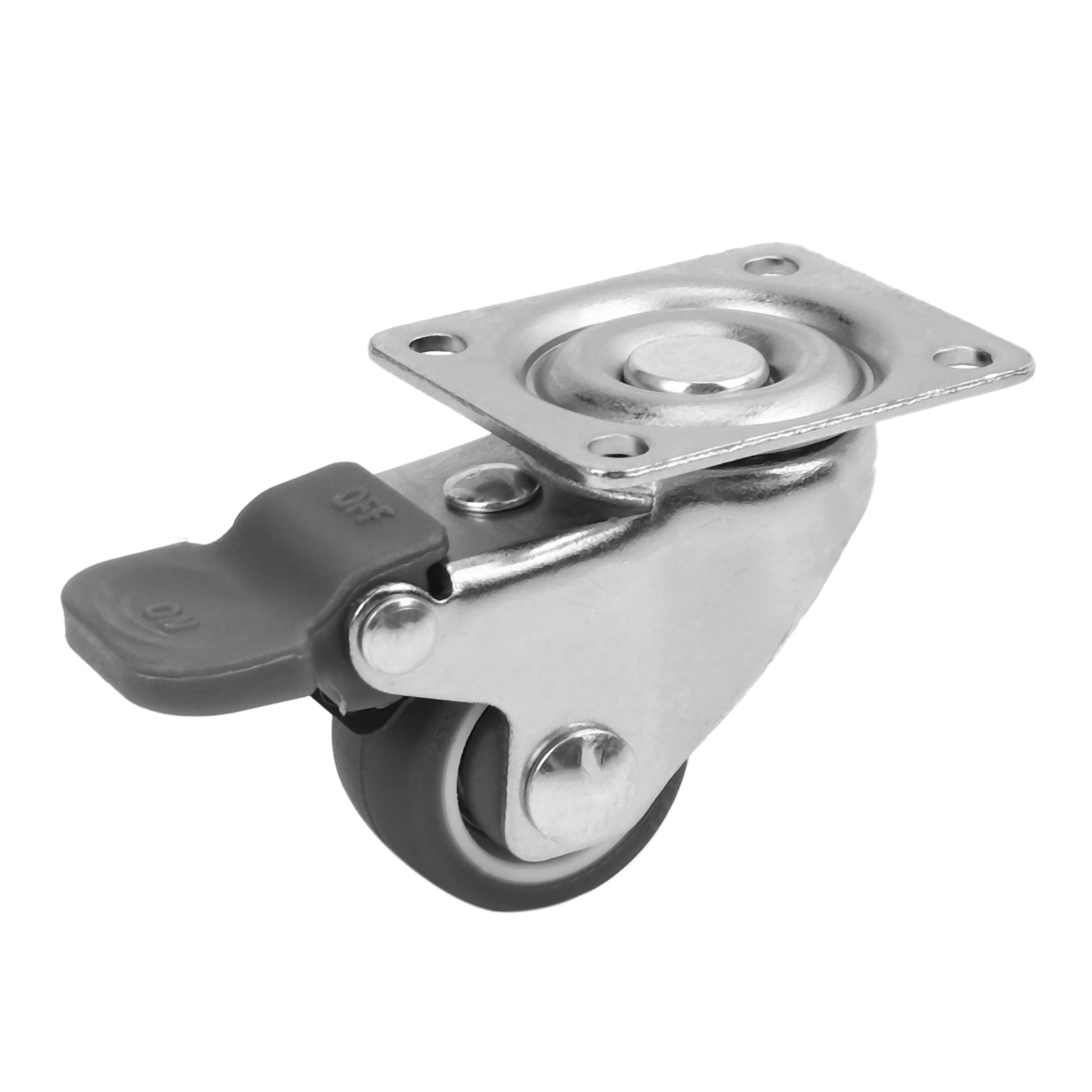 12 Pack 1 Inch Low Casters Wheels Soft Rubber Swivel Caster with Top Plate 100 Lb Capacity