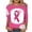 Pink-C, variant on WREESH Womens Breast Cancer Awareness Shirts Three Quarters Sleeve T-Shirts Casual Crewneck Bleach Tops Pink Ribbon Printed Tees Loose Comf Workout Blouses Pink E