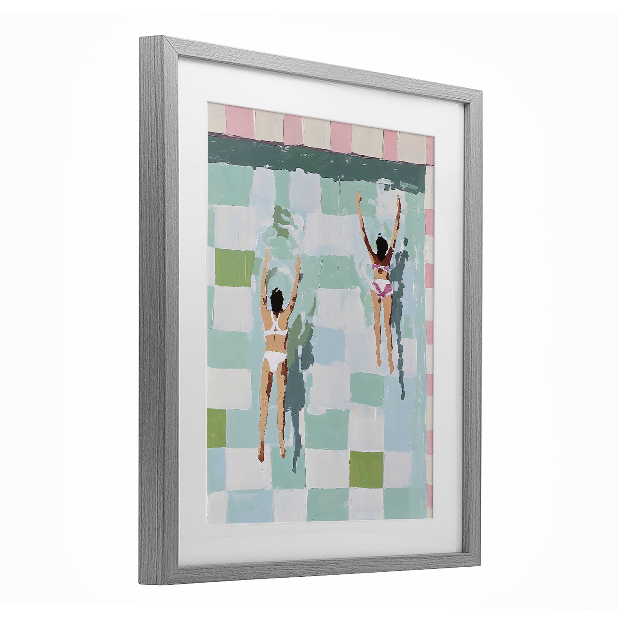 Stupell Industries Twin Swimmers in Pool Gray Framed Print Under Glass, design by The Prints Vibe