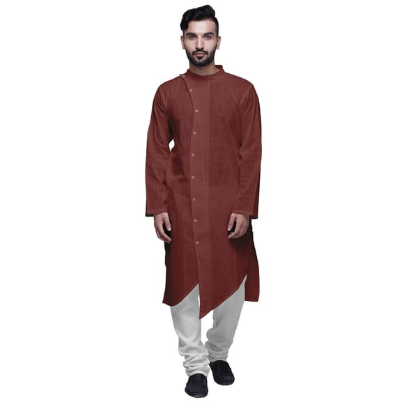 Atasi Chemise Indienne Boutonnée pour Hommes Longue Kurta Unie pour Fête et Engagement