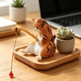 thumbnail image 4 of Sitting Cat Figurine, 1.18" Miniature Orange Cat with Fishing Rod, PVC Collectible Ornament for Desk Shelf Terrarium, 4 of 8