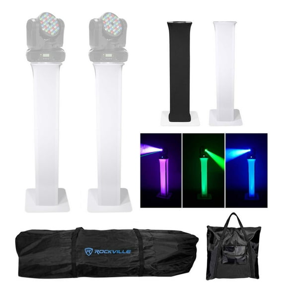2) Totem Stands Black White Scrims For 2) American DJ INNO COLOR BEAM Lights