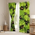 thumbnail image 3 of Feelyou Cartoon Black Kitten Curtains Pack of 2 (42x84 Each) for Teen, Kawaii Anime Cat Curtains Blackout, Spring Green Leaf Plant Bedroom Curtains, Window Curtains Decor, 3 of 6