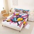 thumbnail image 2 of Erosebridal Kids Baseball Sport Queen Sheet Sets, Colorful Ice Cream Drip Bed Set, 1 Flat Sheet, 1 Fitted Sheet and 2 Pillowcases, 2 of 5