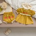 thumbnail image 3 of Ropa de verano para niñas, Body infantil bordado Floral, Top bonito de una pieza para bebés + Bloomer, traje de 2 uds para hermanas, 3 of 6