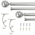 thumbnail image 5 of Lumi 3/4" & 1" Drapery Double Curtain Rod Set with ball & end cap finials_Brushed Nickel, 5 of 5