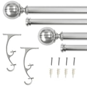 Lumi 3/4 & 1 Drapery Double Curtain Rod Set with ball & end cap finials_Brushed Nickel