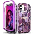 thumbnail image 1 of iPhone 11 case,Dual Layer Hybrid Bumper Clear Rose Gold Marble Design Soft TPU+Hard Back Heavy Duty Anti-Scratch Shockproof Protective Phone Case for Apple iPhone 11 6.1 inch-Purple/Rose Gold, 1 of 7