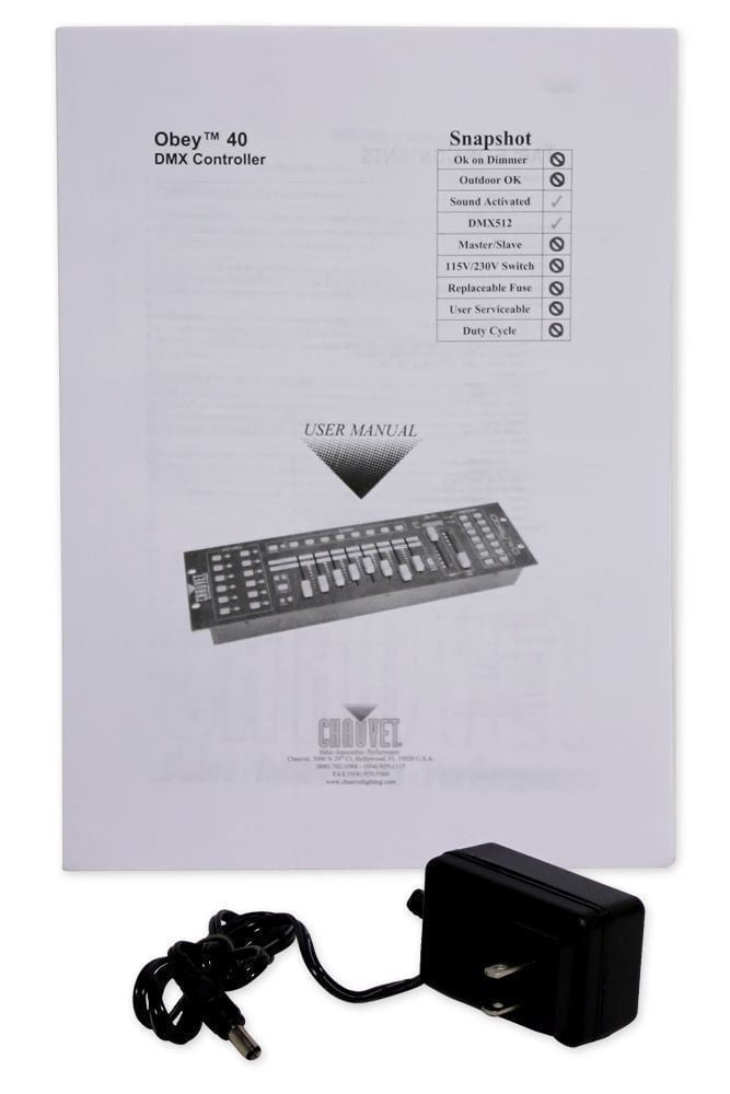 Chauvet DJ OBEY40 Universal DMX-512 Light Controller+(2) FREE 10' Foot DMX Cable