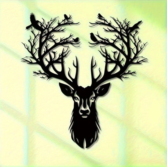 HELLOYOUNG  Deer & Tree Metal Wall Art - 15.75×14.72 Inch Carved Mural for Home & Outdoor Decor | Rustic Courtyard & Balcony Sculpture | Perfect Wedding, Christmas & Holiday Gift-Wall Sculptures
