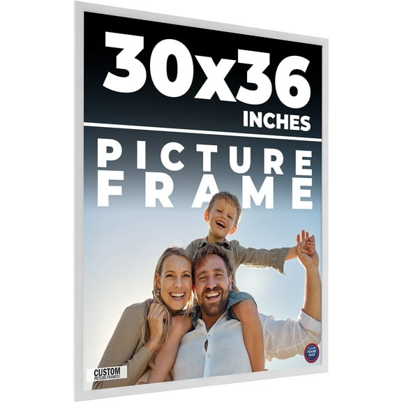 36x30 White Wood Picture Frame - UV Acrylic, Foam Board Backing, Hanging Hardware