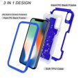thumbnail image 3 of Mignova iPhone X/XS case,3 in 1 Clear Liquid Glitter Case Moving Hearts Shockproof Soft TPU Bumper Shell PC Frames Slim Fit Pretective,for Apple iPhone X/XS 5.8 inch case 2019 Release(Blue), 3 of 7