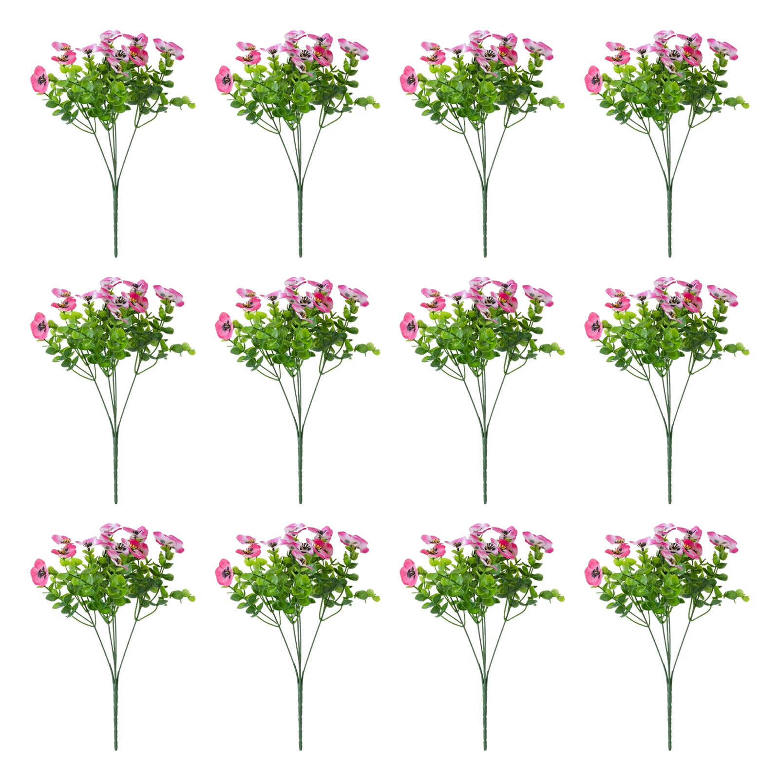 Opvise 12 Bundles UV-Resistant Artificial Outdoor Pansy Flowers, Realistic Faux Silk Plants for Garden, Patio, Balcony, Wedding, Home Decor, All-Season Maintenance-Free Fake Blooms (32cm)