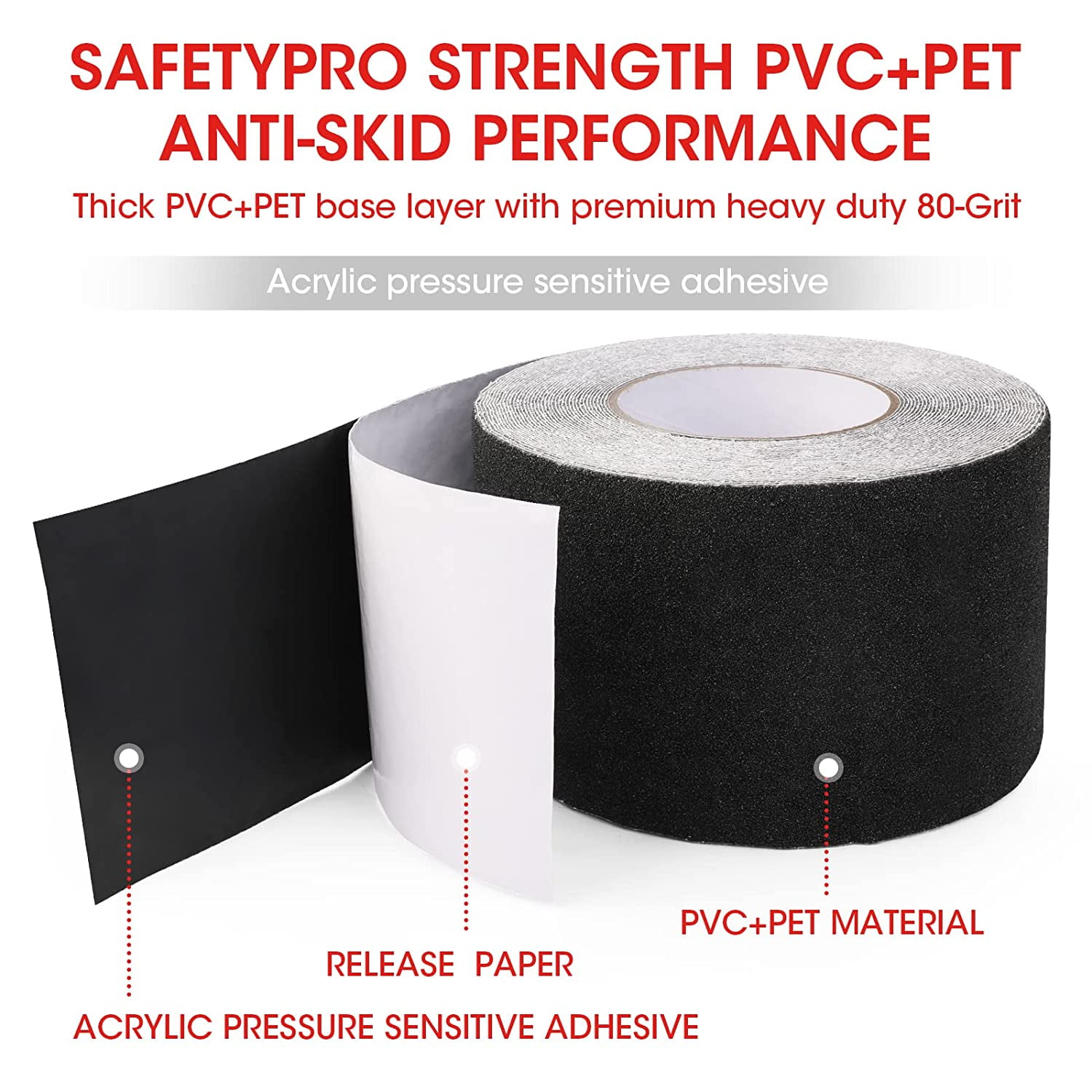 Safe Way Anti-Slip Tape 4'' X 16ft Rubberized Non-Skid Safety Tape For Steps & Floors
