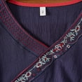 thumbnail image 5 of Ounisa Vintage Floral Embroidery Cotton Linen Tops for Women Chinese Frog Button 3/4 Sleeve Loose Casual Blouses Shirts, 5 of 9