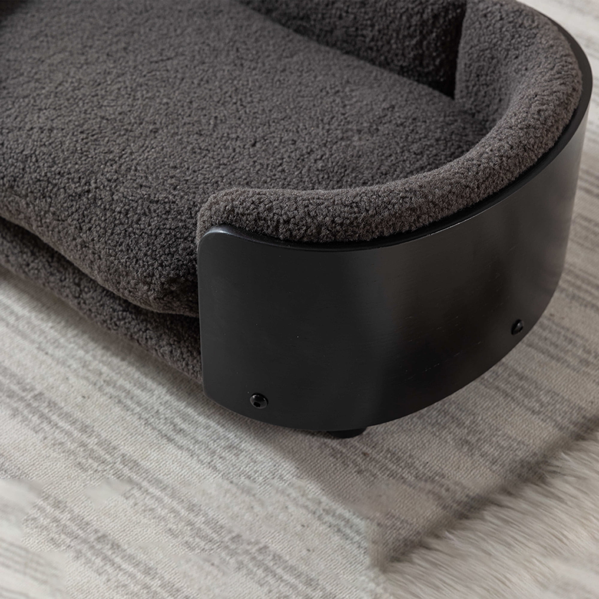 Pefilos 26" Pet Sofa for Indoors Dogs, Cat and Dog Bed with Solid Wood Legs and Black Bent Wood Back, Cashmere Cushion, Gray Pefilos 26" Pet Sofa for Indoors Dogs, Cat and Dog Bed with Solid Wood Legs and Black Bent Wood Back, Cashmere Cushion, Gray