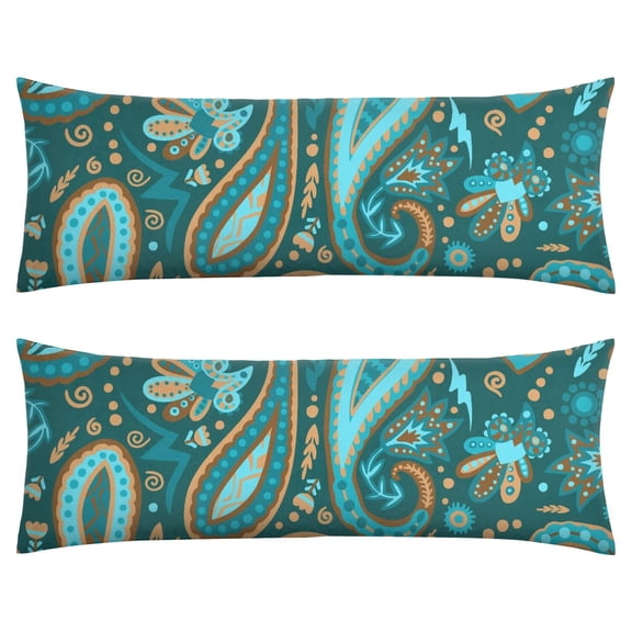 Vintage Boho Floral Body Pillow Cover 20x54 - Soft Paisley Pillowcase with Invisible Zipper for Full-Length Support, Machine Washable & Breathable