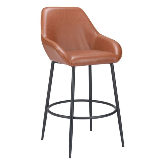 Vila Barstool Brown Barstool, Modern Style, Plush and durable faux leather fabric, Plywood, Indoor Bar