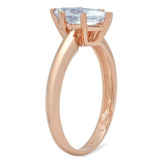 1 ct Marquise Cut Natural Sky Blue Topaz Solitaire Engagement Ring for Women in 18K Rose Gold
