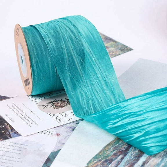 XmhyTop 10 Yards Fabric Crinkled Ribbon,Silk-Like Wrinkled Ribbons,for Gift Wrapping Basket Wreaths Bows Making Home Event Decor Christmas Tree Top Bows,A15