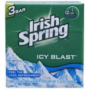 2 Pack Irish Spring Deodorant Bar Soap Icy Blast 3.75 oz bars 3 Each