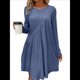 thumbnail image 2 of Vestido de Mujer de Larga, Cuello Redondo, Cintura Alta y Cintura Irregular. Azul Real L, 2 of 8