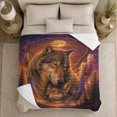thumbnail image 5 of Wolf Pair in Moonlit Forest with Golden Circle, Serene Wildlife Motif for Wolf Lovers, Housewarming Gift, Cozy Flannel Blanket for Cabin and Living Room, Rustic Home Decor, 5 of 9