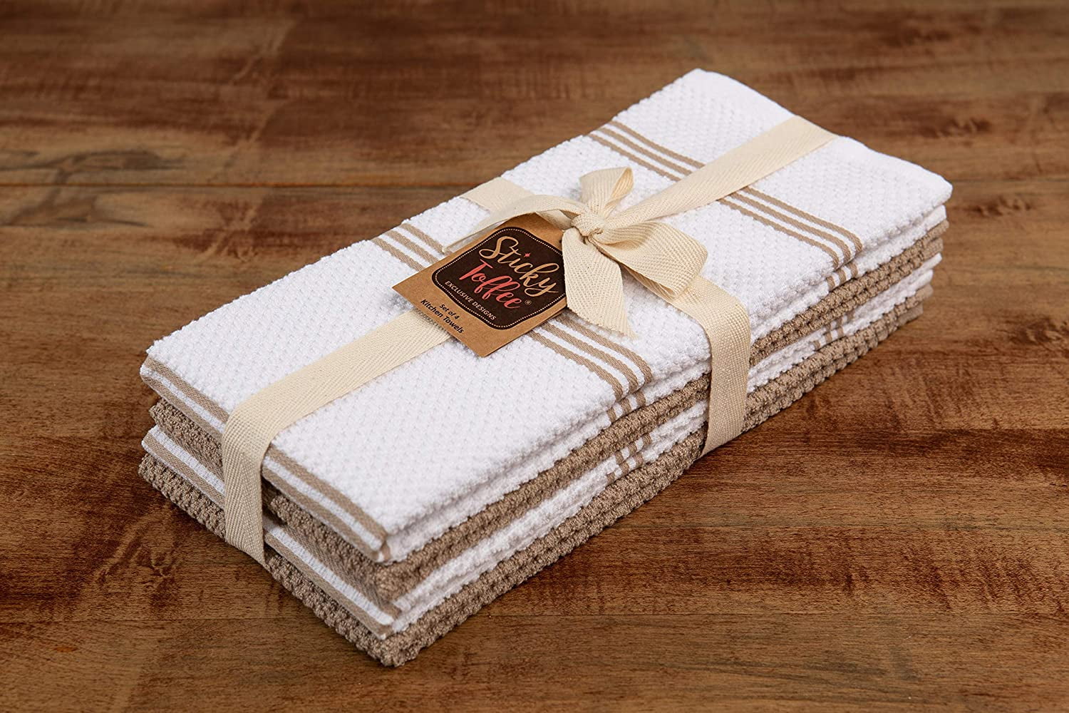 Sticky Toffee Mixed Pack Kitchen Dish Towels, 4 Pack, 28 x 16