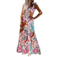 thumbnail image 1 of Vestido largo HUOGUO casual con estampado multicolor sin mangas, 1 of 5