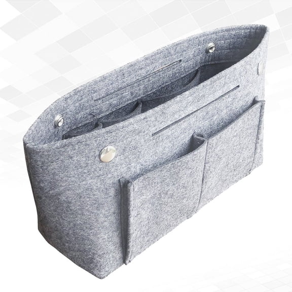 HAMPPLIES Portable Grey Felt Makeup Bag for Travel, Vacation, Business, Gym, and Everyday Use - 1 Pc