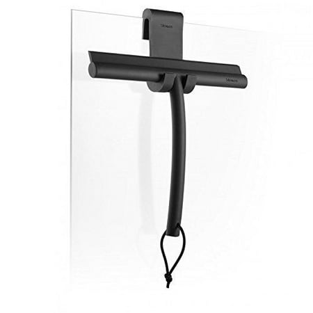 Blomus Vipo Shower Squeegee w/ Hook & Hanger, Black Matte Silicone for Bathroom