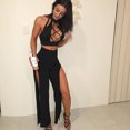 thumbnail image 1 of Mujeres atractivas 2 piezas trajes de cuello alto sin mangas ahuecar alta Split Clubwear mameluco ne Meterk  M, 1 of 1