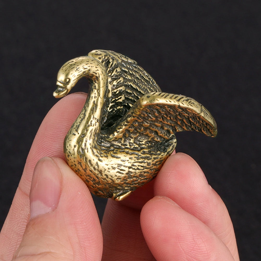 Amosfun Vintage Swan Figurine Golden Animal Statues Home Decor 1Set