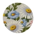 thumbnail image 4 of HAOXIT Elastic Edge Fitted Round Tablecloth, Chamomiles White Flowers Polyester Table Cloth, for Indoor Restaurant or Outdoor Patio Party Dining, Fit for Round Table 54-58, 4 of 8