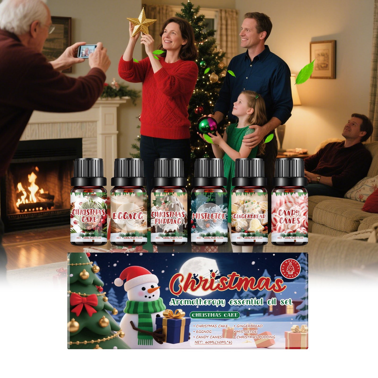 Holiday Festive Fragrance Oil Kit (6 Bottles) - Seasonal Winter Scented Oils for Wax Melts Soap Making and Christmas Home Aromatherapy