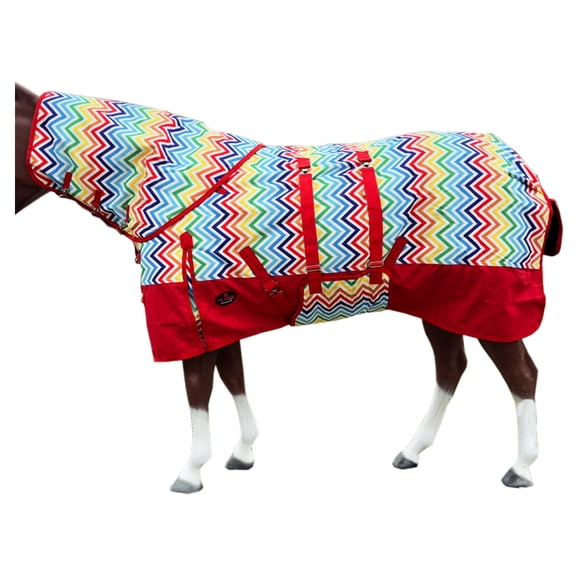 80 In HILASON 1200D Winter Waterproof Horse Hood Turnout Neck Blanket Belly Wrap Rainbow Zigzag