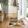 thumbnail image 2 of ODIKA 2'x3' Washable Accent Rug Olive Pink Geometric Abstract Design Contemporary Art Inspired Visual for Bedroom, Nursery, RV, Pet Friendly, Bedside Mat, 2 of 7
