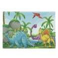 thumbnail image 1 of Jurassic Cutting Board, Dinosaurs Living in the Jungle Illustration Palm Trees Lakeside Stones Fun Art, Decorative Tempered Glass Cutting and Serving Board, Large Size, Multicolor, by Ambesonne, 1 of 1