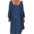 thumbnail image 4 of Vestido de verano de manga larga con cuello en V Vestido de mujer con estampado de tela suelta, Azul, M Scienceny AP002186-34, 4 of 5