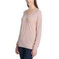 thumbnail image 2 of DKNY Jeans Women Rhinestone Embellished V-Neck Cotton Sweater 1241957 Pink XXL, 2 of 2