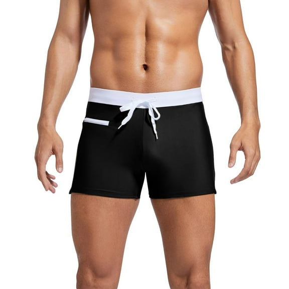 Youmylove Men Summer Swimsuit Shorts Swim Shorts Casual Boxer Brief Men's Swim Beach Shorts Sexy Solid Color Lace Up Men's Tight Swim Trunks Sports Outdoor Wear