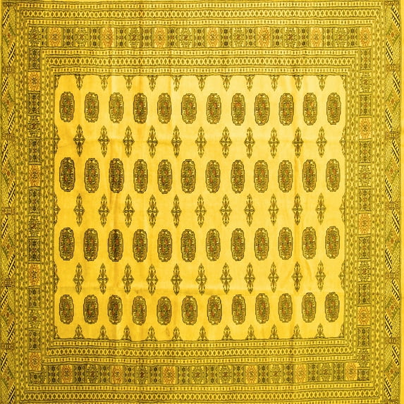 Ahgly Company Machine Washable Indoor Square Southwestern Yellow Country Area Rugs, 3' Square