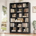 thumbnail image 2 of Hiphuta 76"H x 47"W Wood 6-Tier Standard Bookcase, Tall Bookcase for Bedroom, Freestanding 18 Cubes Display Storage Shelves, Living Room and Office, Black, 2 of 9