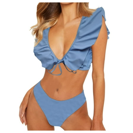 fvwitlyh Bikini Sets for Women Swim Bra Tops for Women Set Push-Up Swimsuit Beachwear Women Bikini Bandeau Bandage Swimwear Brazilian Swim Shorts Woman Bikinis
