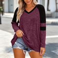 thumbnail image 5 of Aihuaihua Women's V Neck Striped Sleeve Loose Fit Long Sleeve Tunic (Red,XXXXL), 5 of 7