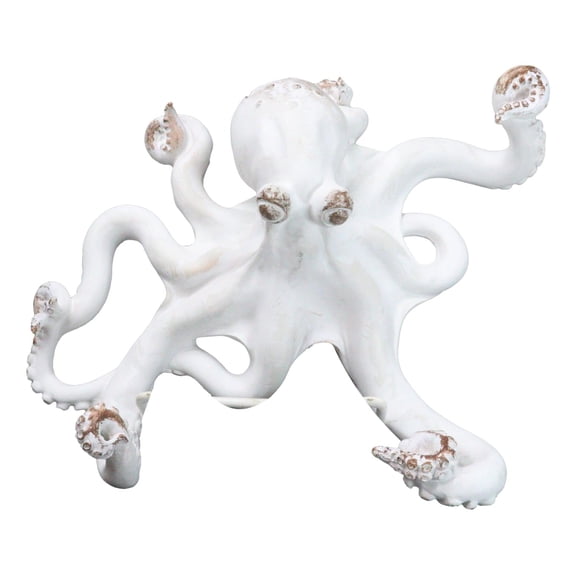 Nautical Marine Antique White Giant Octopus Multi Point Tentacles Wall Hooks